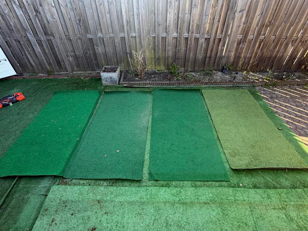 Decoratief grastapijt (4 stukken), Ophalen of Verzenden, Gebruikt, Minder dan 10 m², Kunstgras