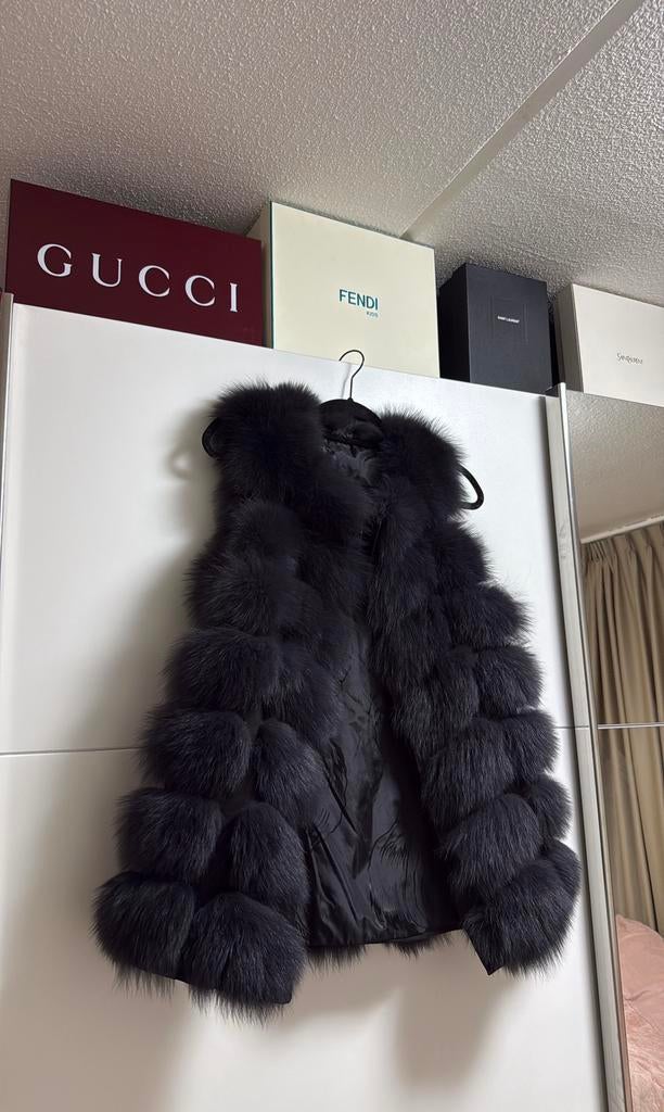 Bontjas Gilet Vossenbont, Ophalen of Verzenden, Zo goed als nieuw, Maat 38/40 (M), Bruin