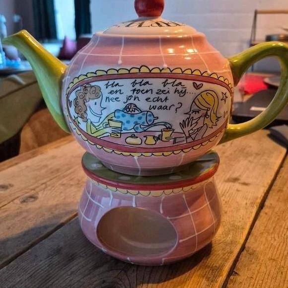 Blond Amsterdam theepot met theelicht, Ophalen of Verzenden