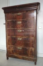 Antieke houten chiffonière ladenkast met een bureau-indeling, Antiek en Kunst, Antiek | Meubels | Kasten, Ophalen