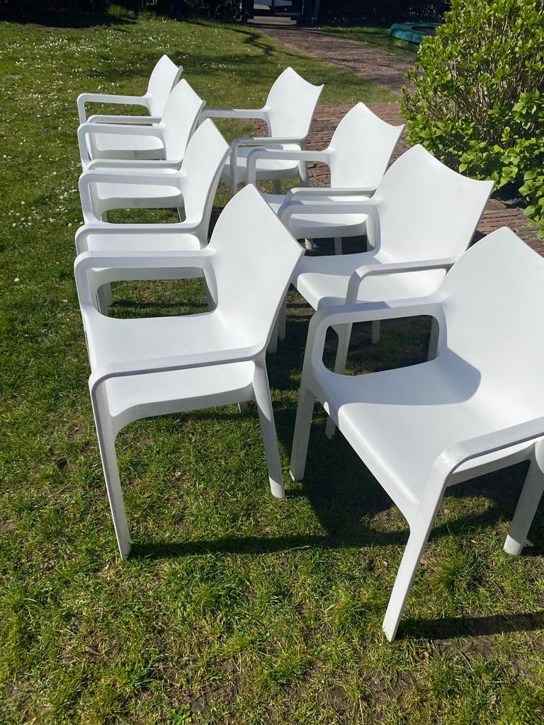Tuinstoelen wit set van 8, Tuin en Terras, Tuinstoelen, Ophalen, Gebruikt, Kunststof