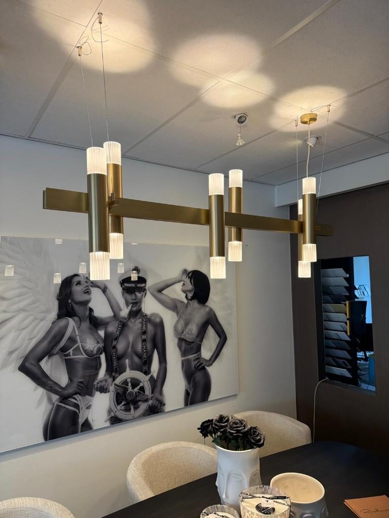 UITVERKOOP - Ilfari Embrace hanglamp H6+6 messing, Ophalen of Verzenden, Zo goed als nieuw, Glas, 50 tot 75 cm