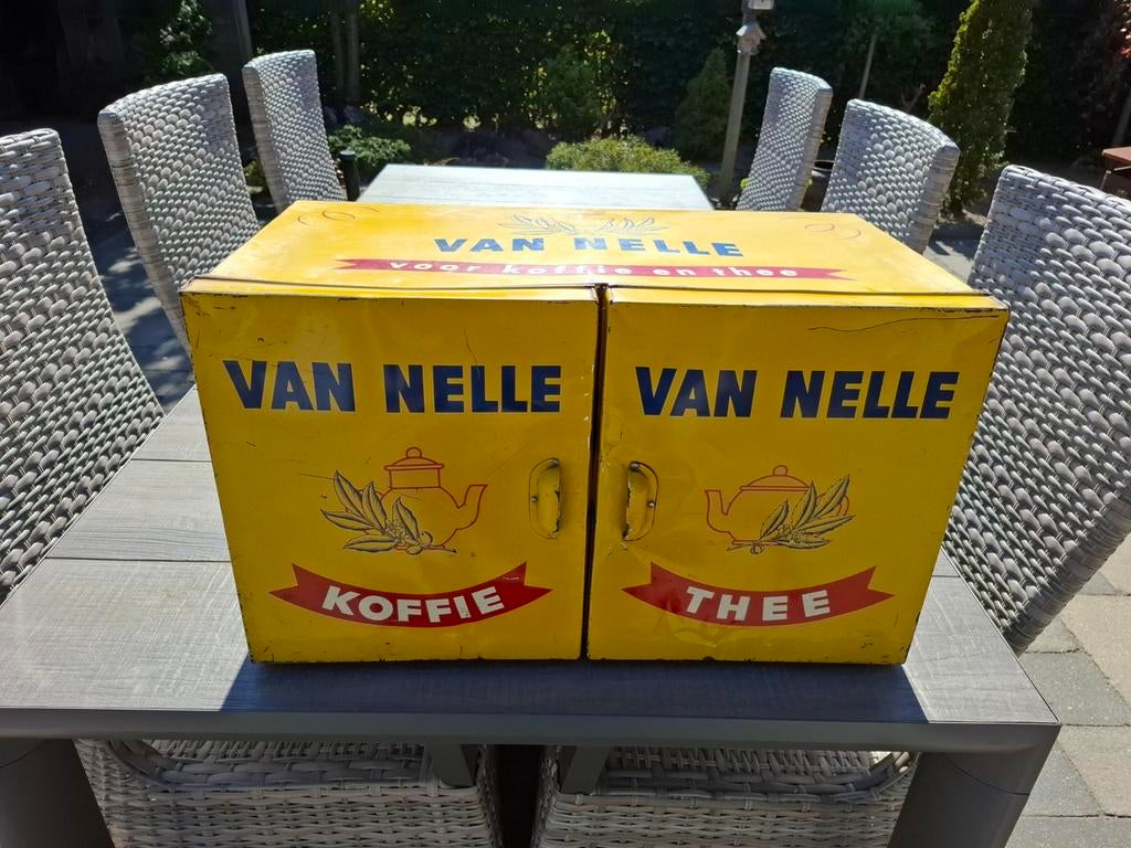 Mooi Winkelblik Van Nelle met gebruiksporen, Verzamelen, Blikken, Ophalen, Gebruikt, Koffie, Van Nelle