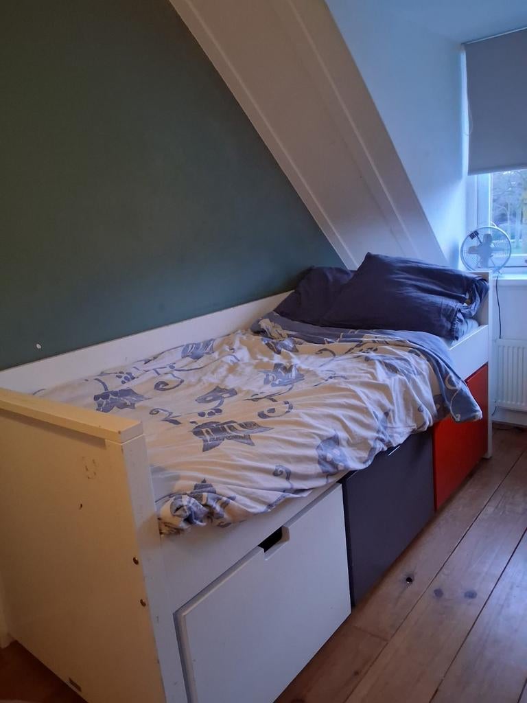 Bopita Bed met 3 Bakken - Stevig en Praktisch!, Gebruikt, 90 cm, Eenpersoons, Wit