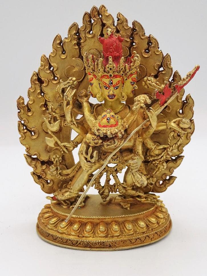 verguld brons Goldface Chakrasamvara Yabyum beeld 16cm, Verzamelen, Religie, Gebruikt, Boeddhisme, Beeld(je), Ophalen of Verzenden