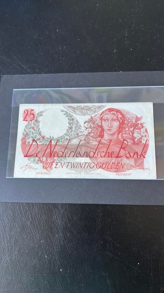 25 gulden 1947 Flora zie ook mijn andere advertenties, Postzegels en Munten, Bankbiljetten | Nederland, Ophalen of Verzenden, 25 gulden