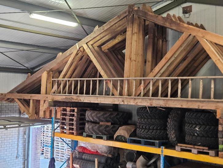 Houten spanten, Doe-het-zelf en Verbouw, Hout en Planken, Gebruikt, Overige typen, Grenen, 300 cm of meer, 50 mm of meer, Ophalen