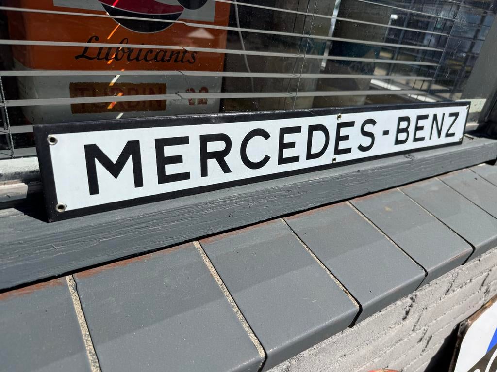 Vintage Mercedes-Benz Emaille Bord - Klassiek Auto Decor, Gebruikt, ., Ophalen of Verzenden, .