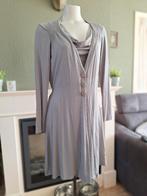 Xandres grijze waterval top en vest cardigan combi L 42 44, Verzenden, Maat 42/44 (L), Zo goed als nieuw, Grijs