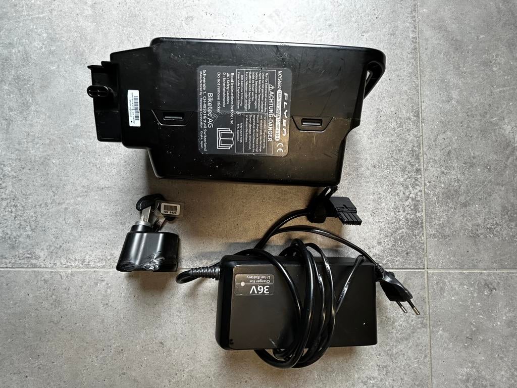 E-bike accu Flyer T5.1 Celeste / 36V (516Wh en 14.3Ah), Ophalen of Verzenden, Gebruikt