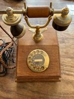 Vintage Telefoon met Messing en Houten Behuizing, Ophalen of Verzenden, Gebruikt, 1 handset