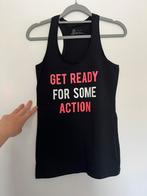 Zwarte sporttop ‘get ready for some action’  - maat S, Kleding | Dames, Zwart, Ophalen of Verzenden, Zo goed als nieuw, Maat 36 (S)