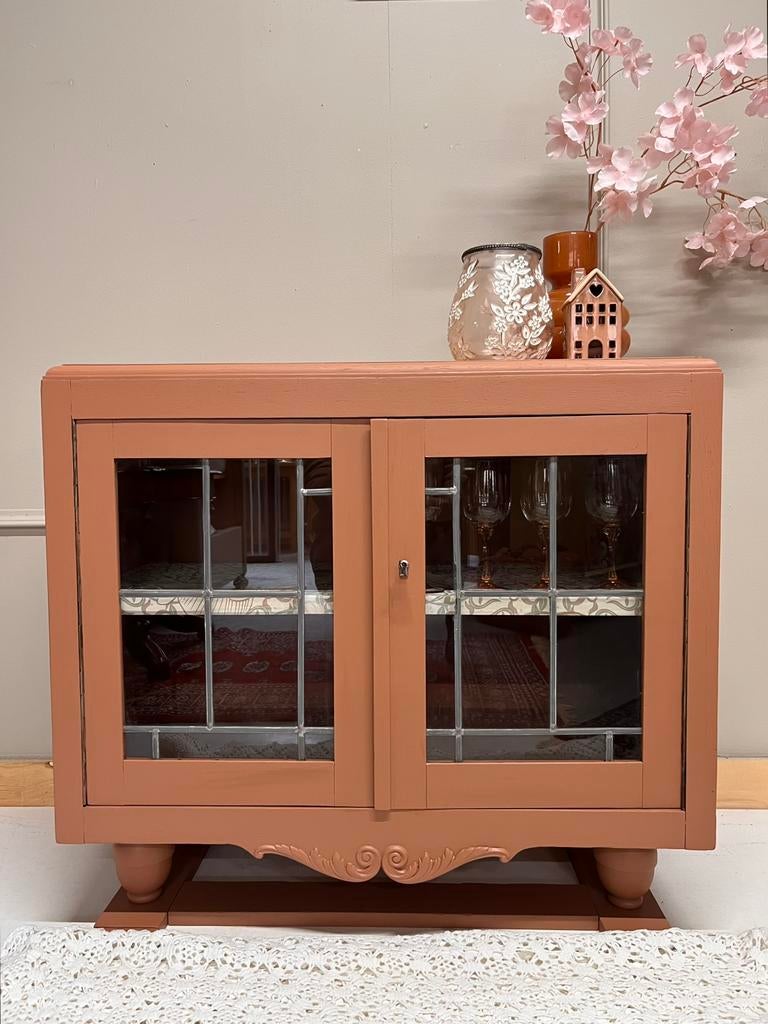 Theekast kast gepimpt koffie corner terracotta kleur, Glas, Minder dan 100 cm, 25 tot 50 cm, 50 tot 100 cm