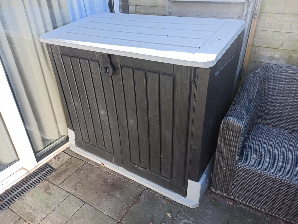 Kunststof buitenkast/opbergbox - antraciet/grijs, Tuin en Terras, Bergingen en Tuinkasten, Ophalen of Verzenden, Kunststof, Overige typen