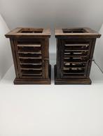 Set van 2 grote Louvre Lantaarns Kaarsenhouders, Gebruikt, Bruin, Ophalen of Verzenden, Hout