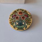 Oude vintage broche bloemen vaas, Verzenden, Gebruikt, Zilver, Overige materialen