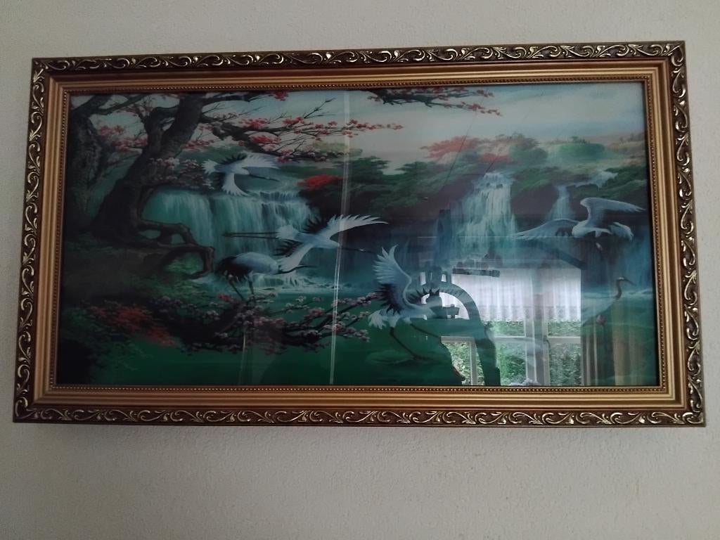 schilderij met waterval en Koekkoeks geluid, Antiek en Kunst, Kunst | Schilderijen | Klassiek, Ophalen