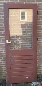 Gratis hardhouten buitendeur met glasvenster, Ophalen, Gebruikt, 80 tot 100 cm, Buitendeur