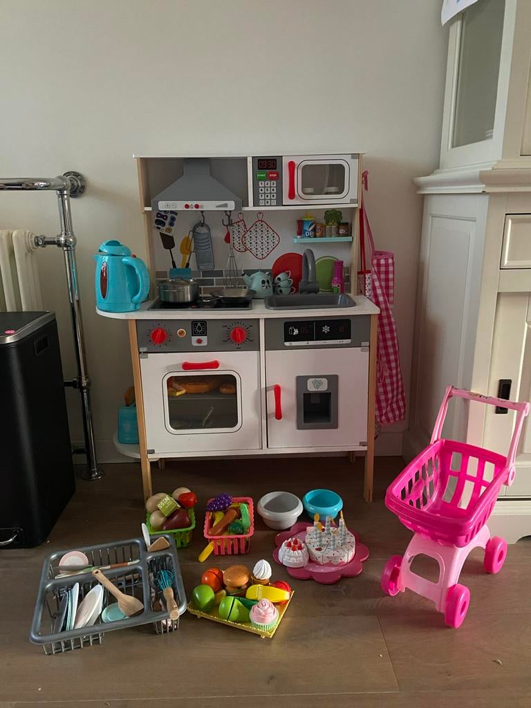 Speelgoed keuken met diverse toebehoren, Ophalen, Gebruikt, Hout, Speelkeuken