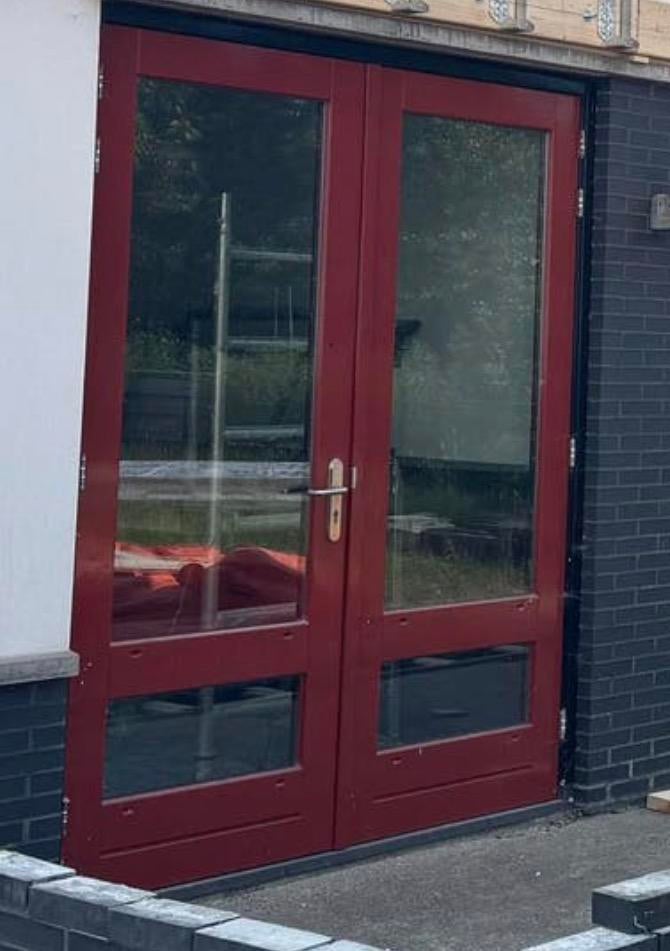 Hard houten open slaande deuren, Ophalen, Glas, Buitendeur, 200 tot 215 cm