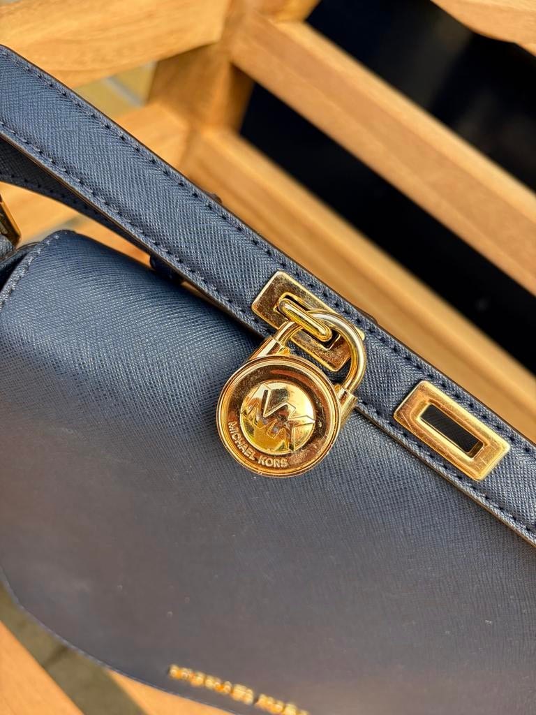 Donkerblauw leren tasje Michael Kors zgan, Ophalen of Verzenden, Zo goed als nieuw, Blauw, Schoudertasje