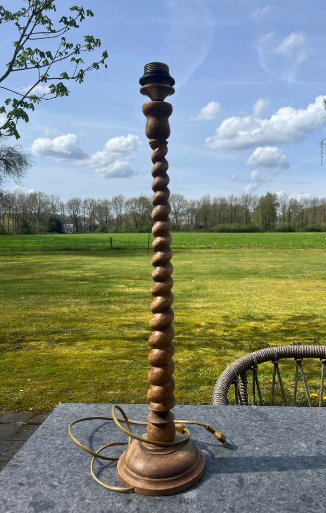 Brocante gedraaide eiken lampenvoet, Ophalen of Verzenden, Overige materialen