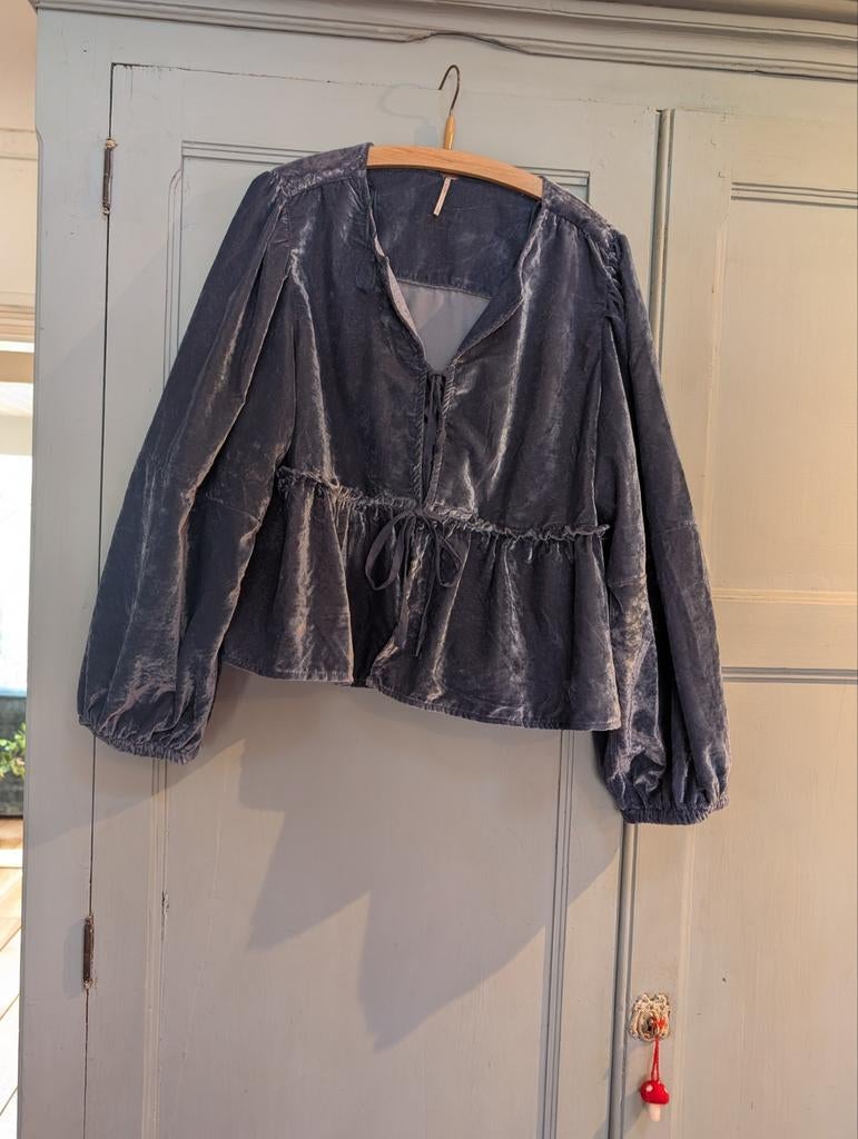 FREE PEOPLE blauw fluwelen jasje / tuniek maat L, Maat 42/44 (L), Gedragen, Free people, Verzenden