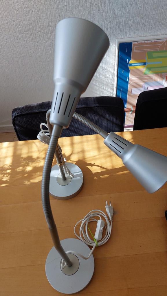 Twee zilvergrijze vintage ikea bureaulampen, Ophalen of Verzenden, Gebruikt