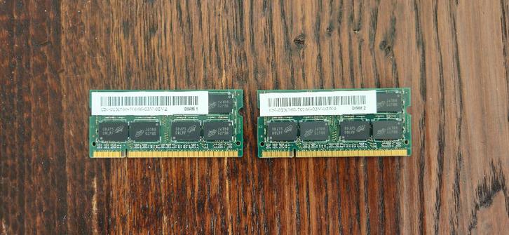 DDR2 - 800Mhz - 2x2GB, Computers en Software, RAM geheugen, Gebruikt, Laptop, 2 GB, DDR2, Ophalen of Verzenden