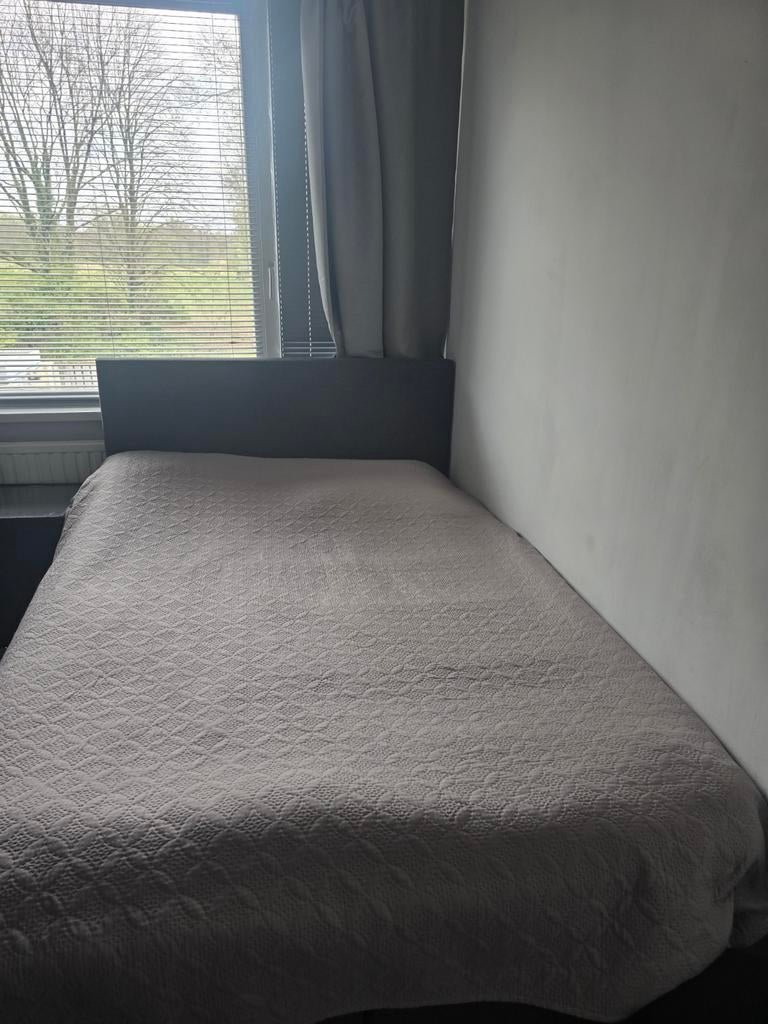 Grijze boxspring met hoofdbord 140x200, Ophalen