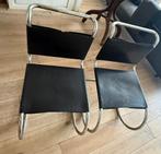 Mies van der Rohe buisstoel MR10 zwart leer, Gebruikt, Zwart, Ophalen of Verzenden, Leer