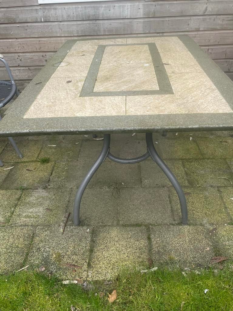 Oerdegelijke stenen tuintafel, Ophalen, Gebruikt, Rechthoekig, Overige materialen