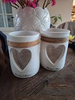 Twee windlichten Riviera Maison A Lovely Heart Hurricane, Huis en Inrichting, Ophalen of Verzenden, Overige materialen, Minder dan 25 cm