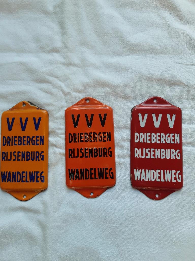 emaille bord bordje,vvv deurpostje,setje van 3, Ophalen of Verzenden