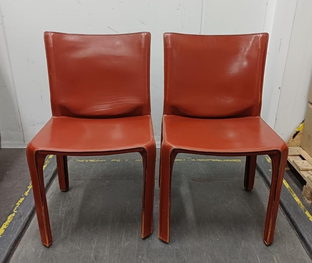 2 Mooie vintage Cassina stoelen, Ophalen, Gebruikt, Twee, Bruin