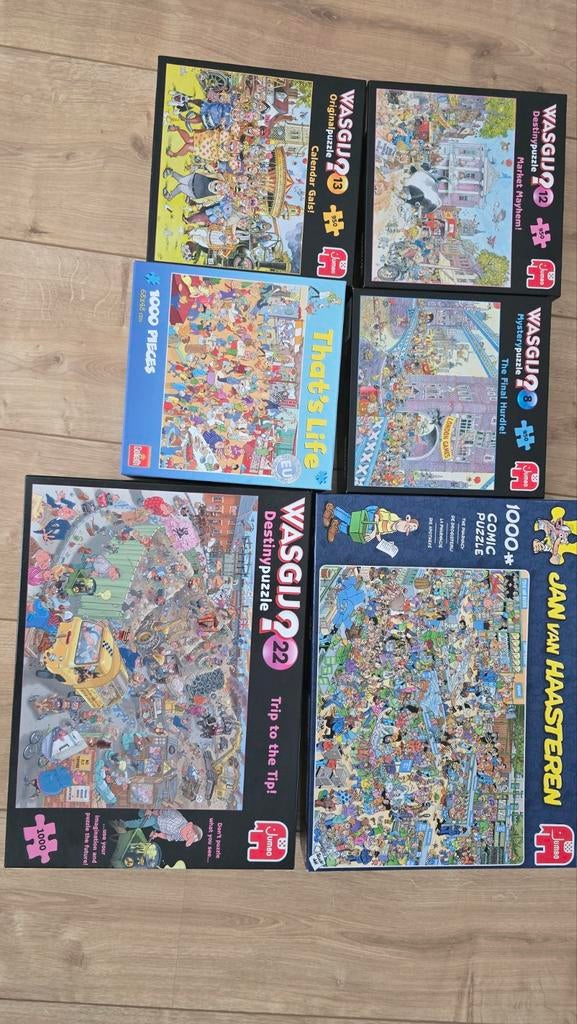 Grote collectie Wasgij en Jan van Haasteren puzzels, Ophalen of Verzenden, 500 t/m 1500 stukjes, Gebruikt, Legpuzzel