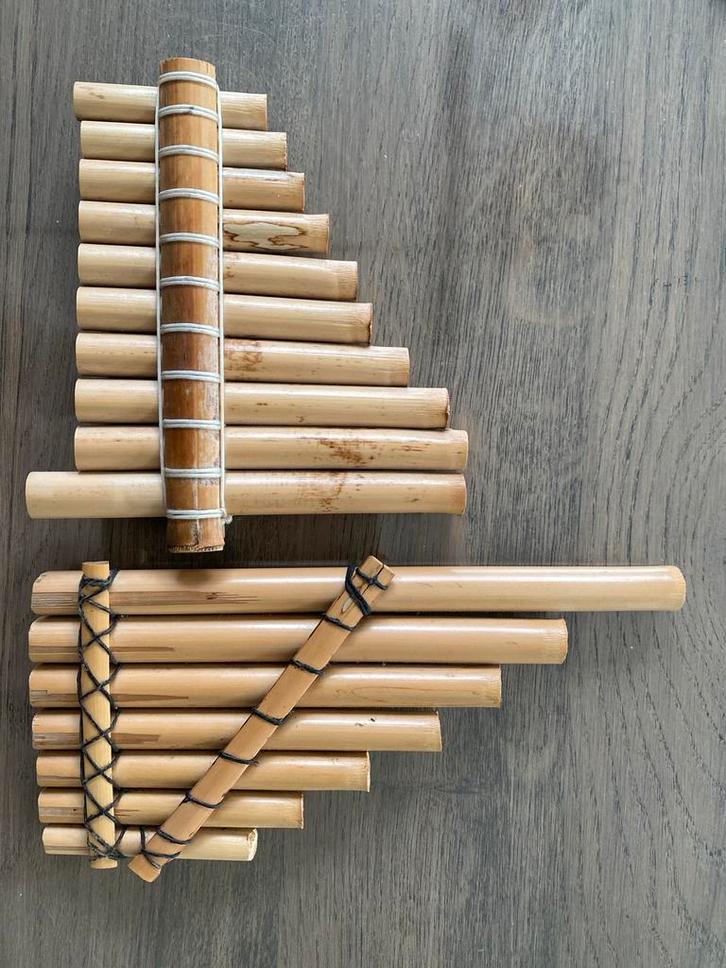 Set van 2 Bamboe Fluiten - Handgemaakt, Muziek en Instrumenten, Blaasinstrumenten | Overige, Gebruikt, Houtblazer, Ophalen of Verzenden