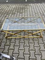 Gouden Cross Salon Tafel met Glazen Blad 12 x 40 x 60, Huis en Inrichting, Tafels | Salontafels, Gebruikt, 100 tot 150 cm, Metaal