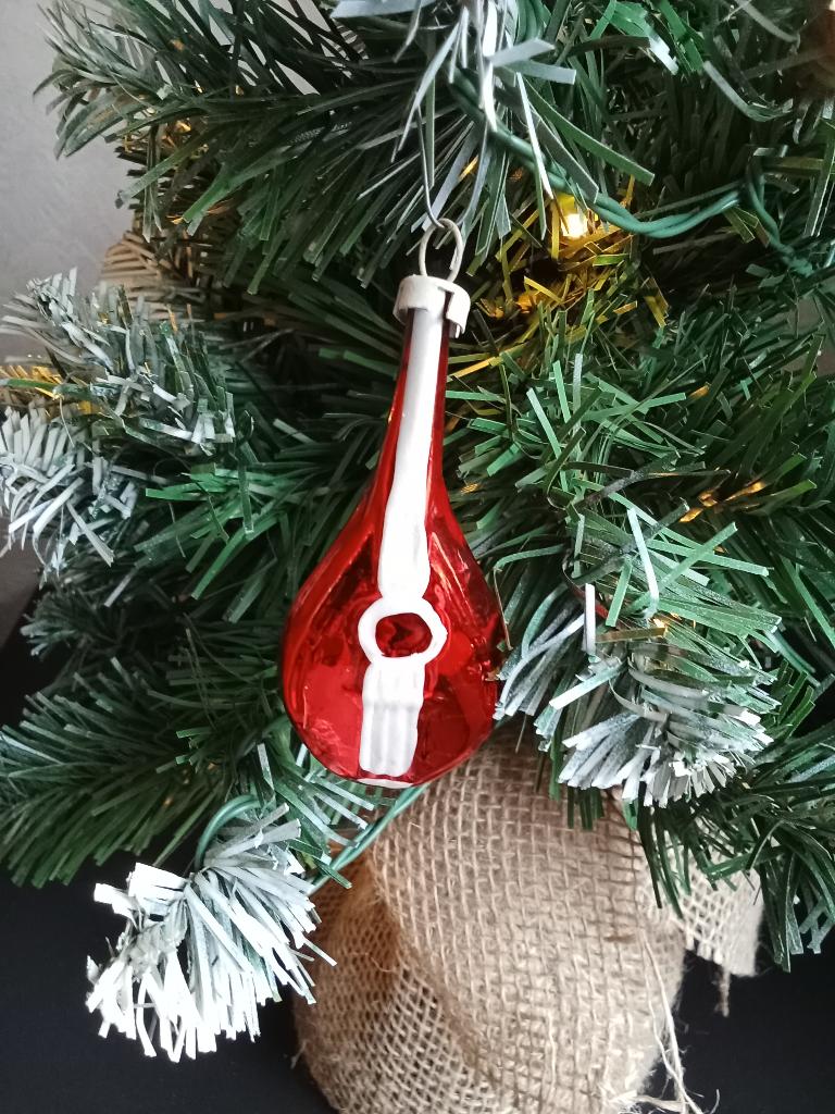 oude dun glazen kerstbal model instrument, Diversen, Kerst, Ophalen of Verzenden, Gebruikt