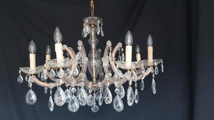 8 arms Maria Theresia kroonluchter, Huis en Inrichting, Lampen | Kroonluchters, Gebruikt, Glas, Metaal, Ophalen of Verzenden