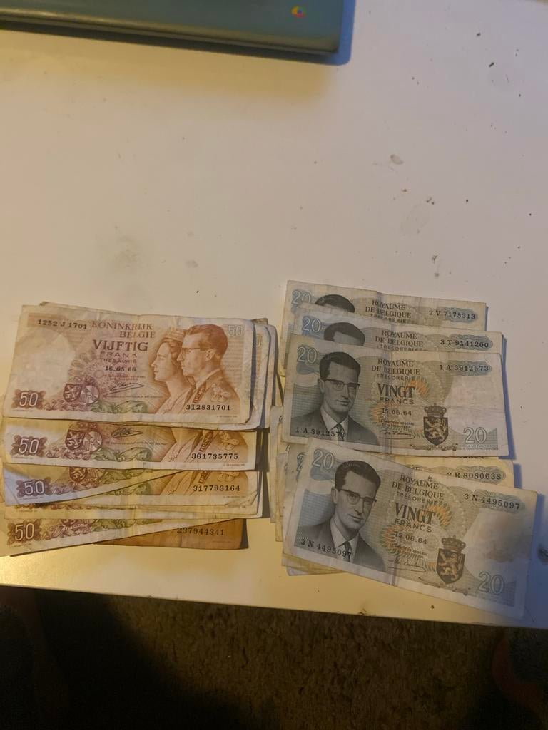 Belgische franken:, Postzegels en Munten, Bankbiljetten | België, Ophalen of Verzenden, Los biljet