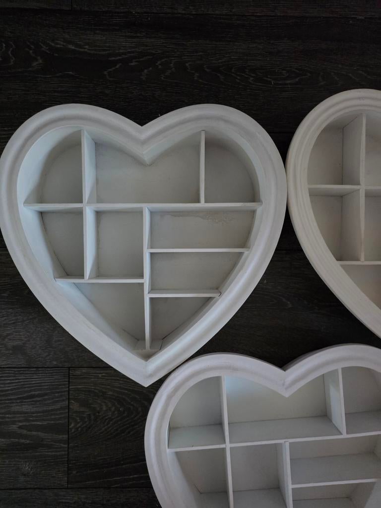 3 witte houten wand hartenletterbakken 40x40, Ophalen, Gebruikt
