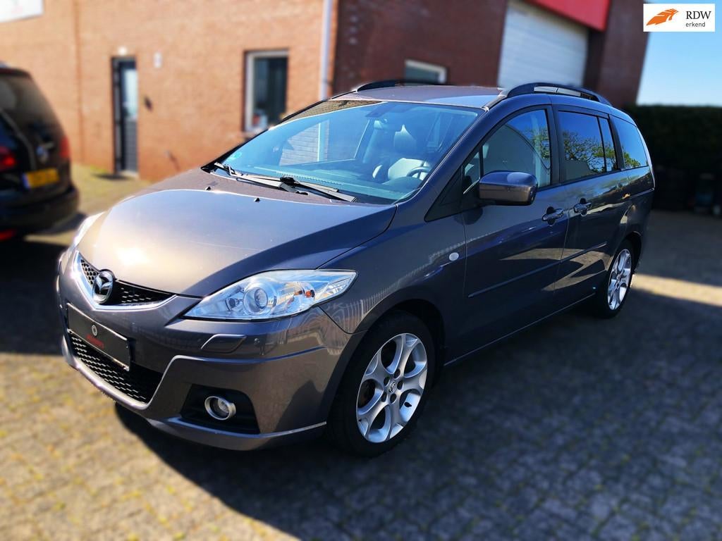 Mazda 5 2.0 146pk/ 7zits/ VOL LEER/ PDC, Auto's, Mazda, Gebruikt, Zwart, 7 stoelen, Bedrijf