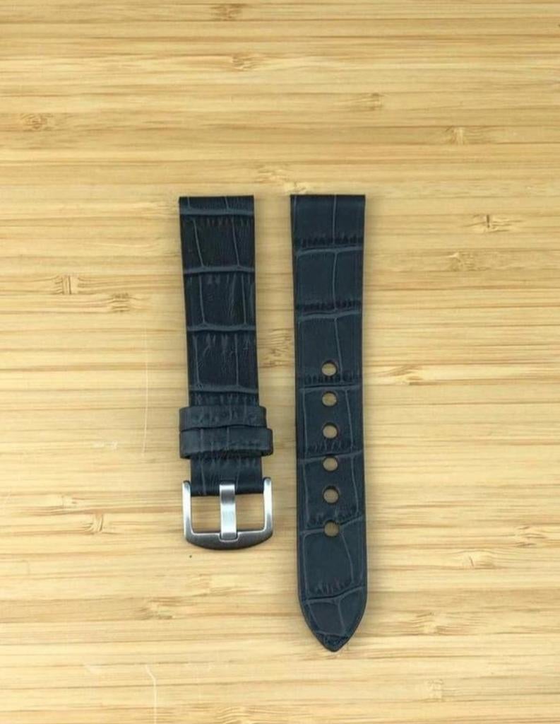 NIEUW 20mm Grijs Italian Leren Horlogeband krokodillenprint, Ophalen of Verzenden, Nieuw