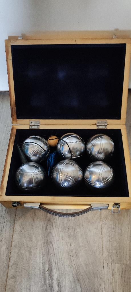 Jeu de Boules / Petanque set in houten koffertje, Ophalen, Zo goed als nieuw