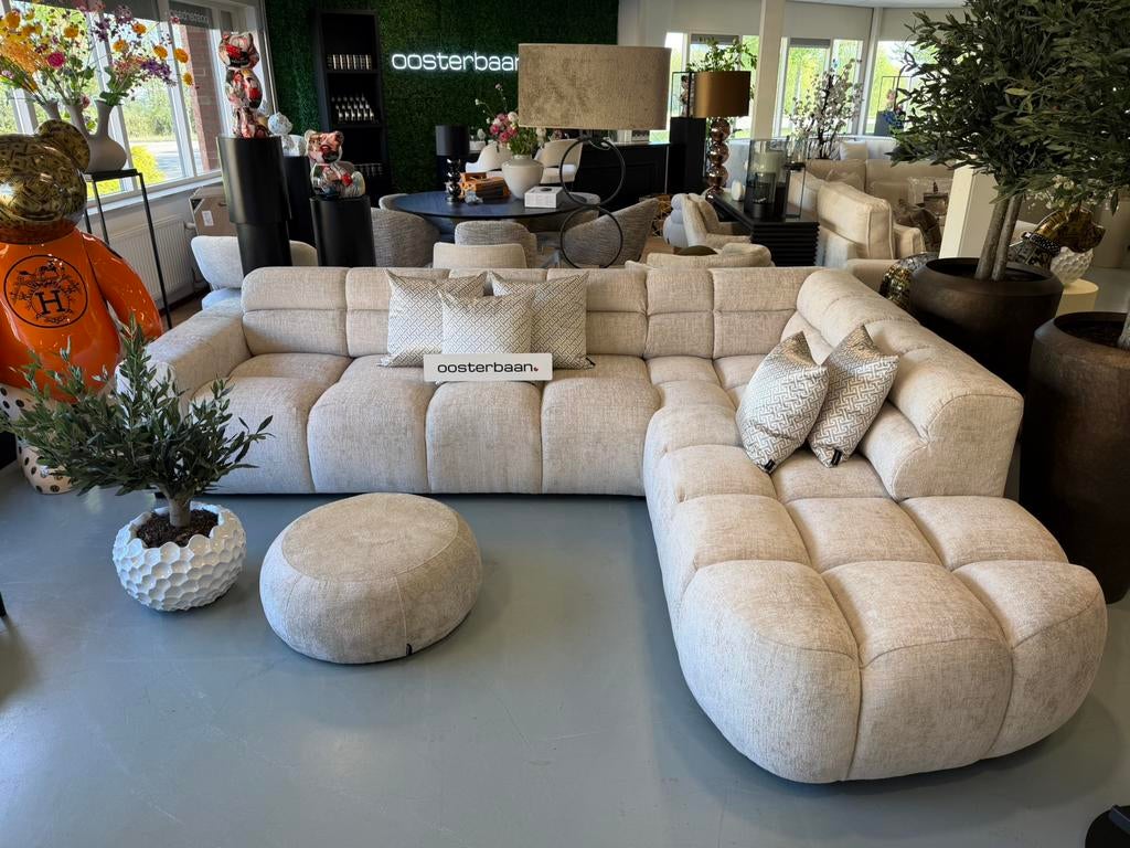 Luxe Velvet Teddy Hoekbank Favola 310x240cm NIEUW Beige Sand, Huis en Inrichting, Banken | Bankstellen, Info@oosterbaanwonen.nl