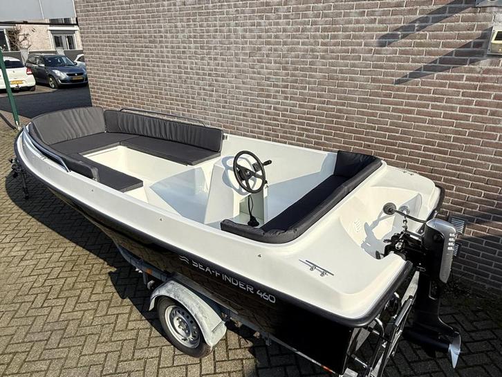 Nieuwe Elektrische Seafinder 460 sloep 8 uur varen!, Watersport en Boten, Sloepen, Nieuw, Tot 10 pk, 3 tot 6 meter, Buitenboordmotor