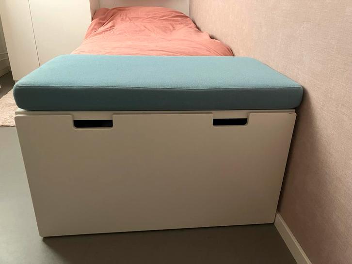 Maatwerk zitkussen blauw voor Ikea Stuva zitbank 90x50x8cm, Huis en Inrichting, Zitzakken, Zo goed als nieuw, Overige typen, Blauw