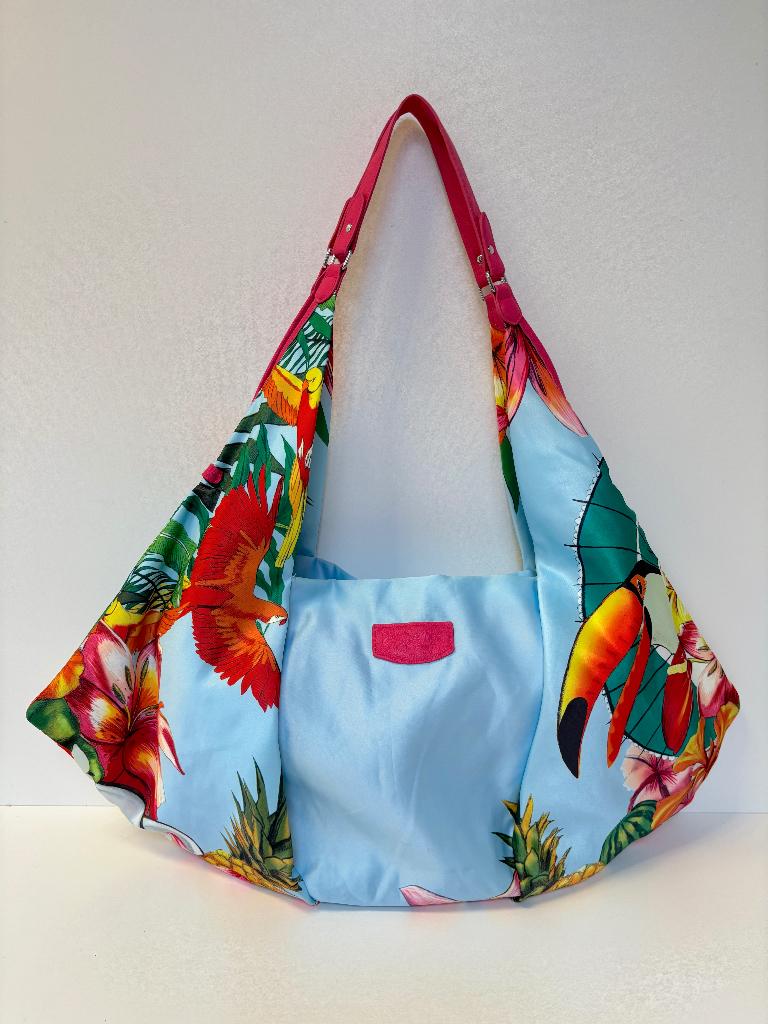 ESCADA Bloemen tropical zomer tas bag, Ophalen of Verzenden, Zo goed als nieuw, Overige kleuren, Schoudertasje
