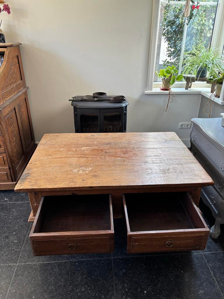 GRATIS Salontafel Indisch Teakhout - Robuust en Sfeervol, Ophalen, Gebruikt, 50 tot 100 cm, 100 tot 150 cm